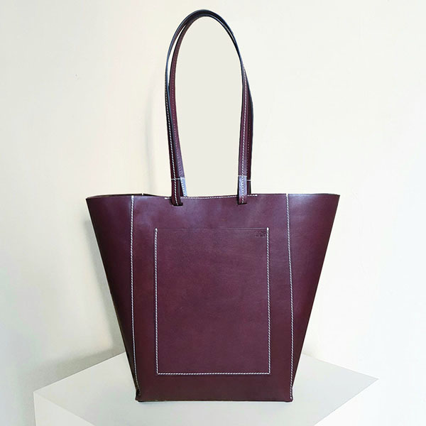 Leather Shopper Bag  / Burgundy