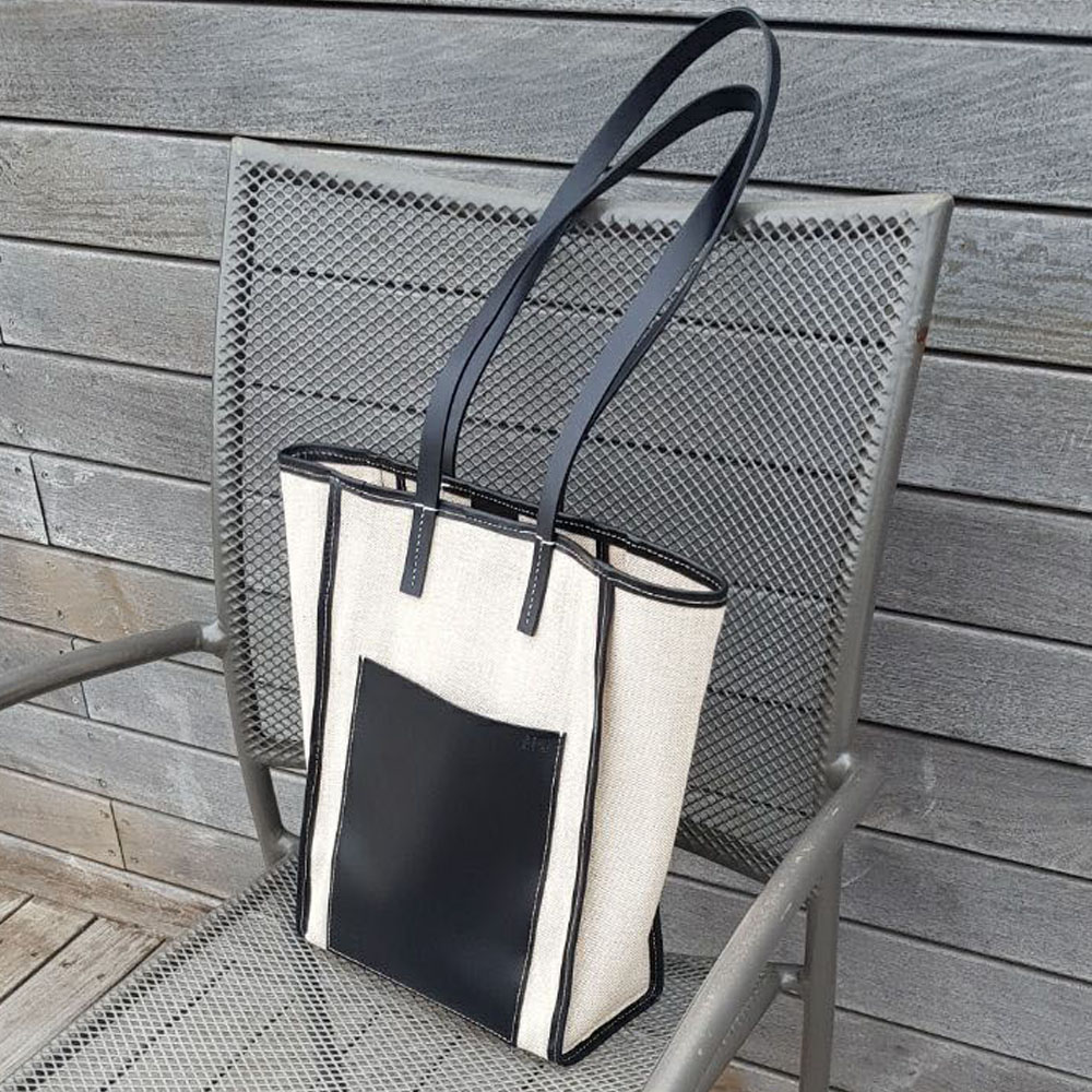 Daily Shopper Bag - Leather &amp; Canvas / Black